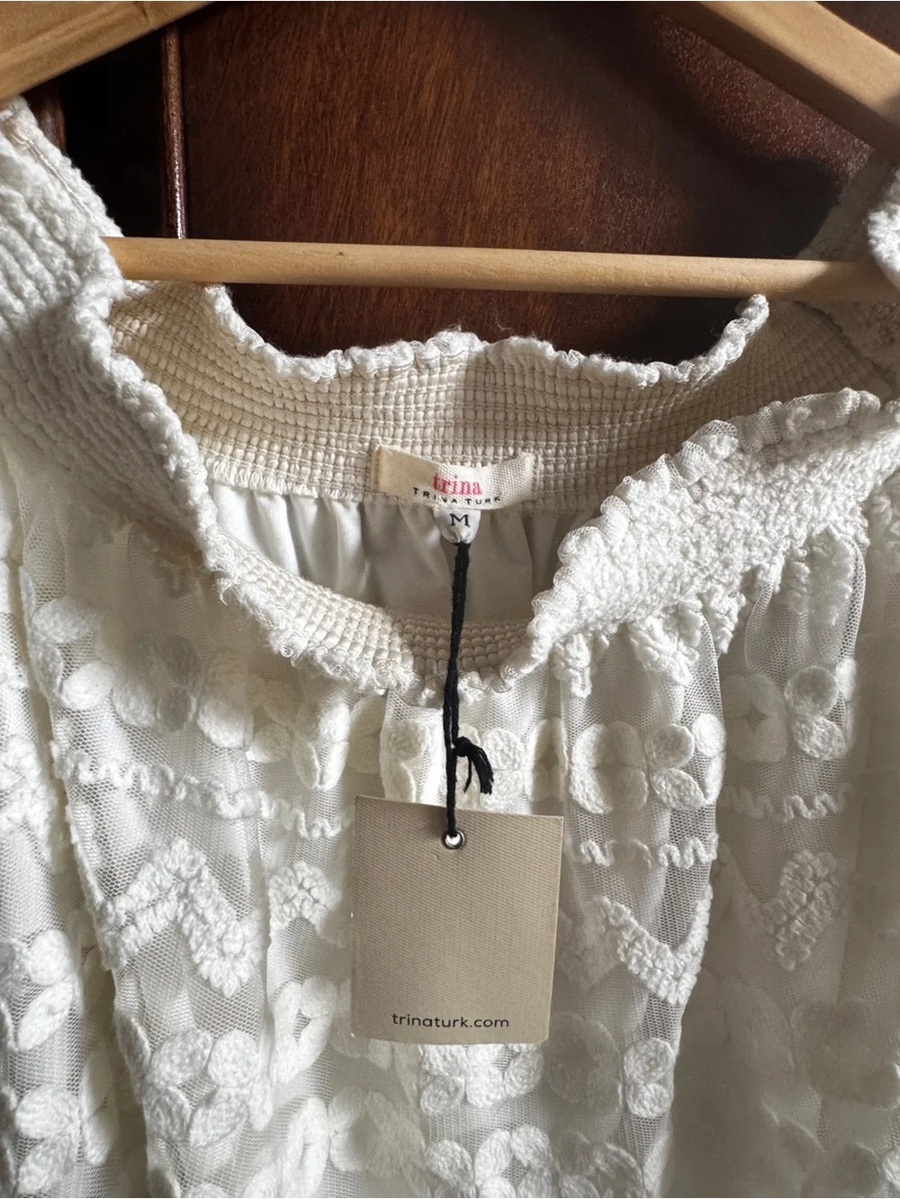 Trina Turk Ivory Lace Off-Shoulder Mini Dress - Picture 3 of 4